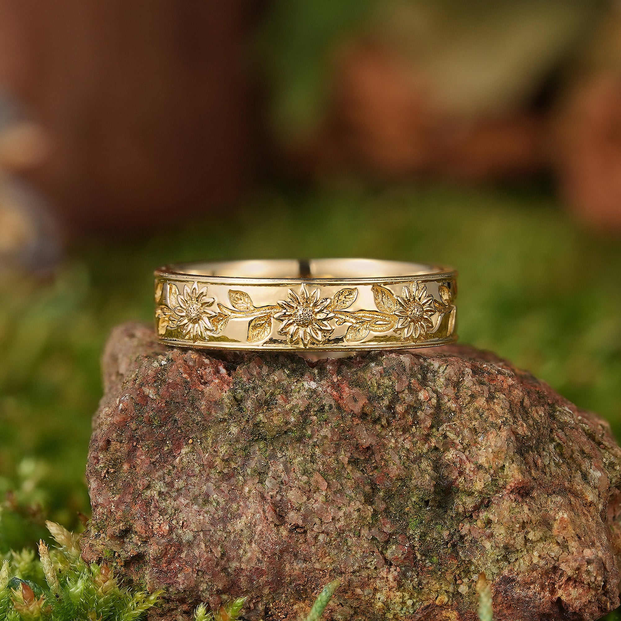 LCCjewelry | Sunflower Yellow Gold Men's Wedding Band