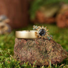 LCCjewelry | Sunflower Couple Ring & Gold Leaf Wedding Set
