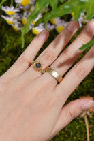 LCCjewelry | Sunflower Couple Ring & Gold Leaf Wedding Set