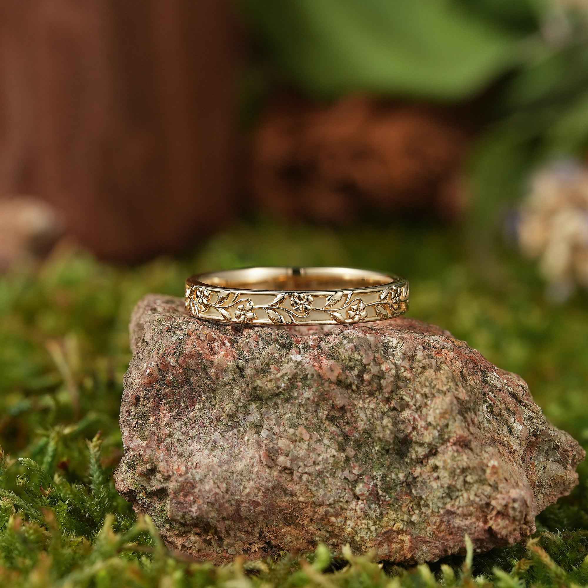 Floral Inspired | Violet Design Botanical Engraved Flower Band