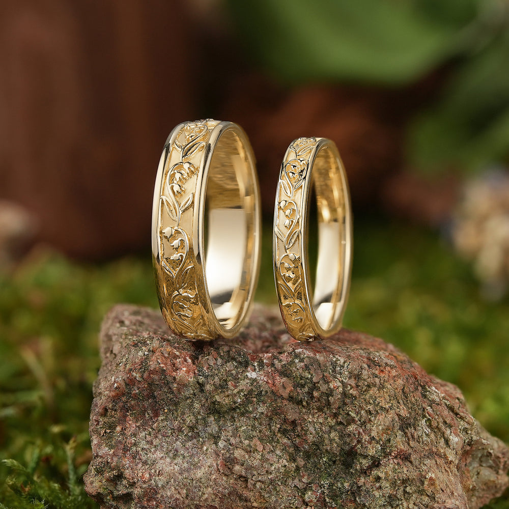 Floral Inspired | 2pcs Lily of the Valley Couple Wedding Band