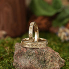 Floral Inspired | 2pcs Poppy Design Couple Wedding Band - LCCjewelry