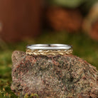 LCCjewelry | Nature Inspired Wheat Leaf Wedding Band - Unique Two Tone Design - LCCjewelry