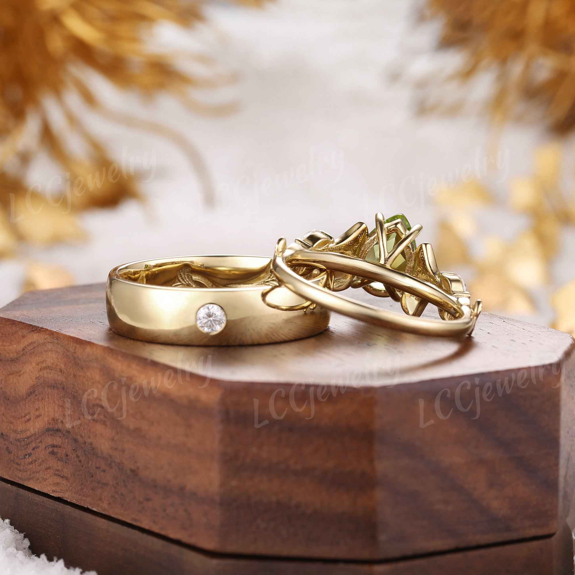 Leaf Inspired | 2pcs Ginkgo Leaf Design Couple Rings Set