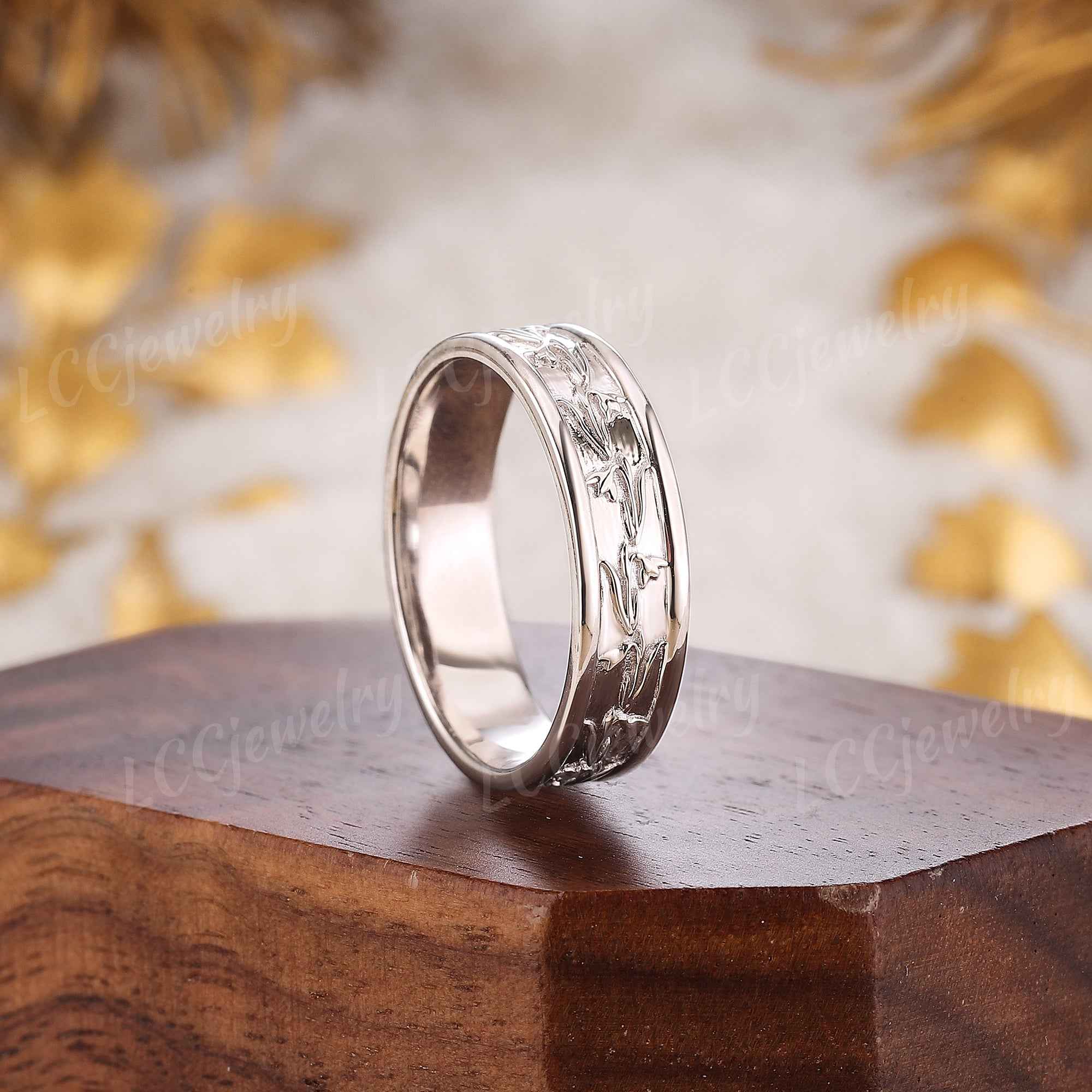 Floral Inspired | Snowdrop Design Wedding Band January Birth Flower