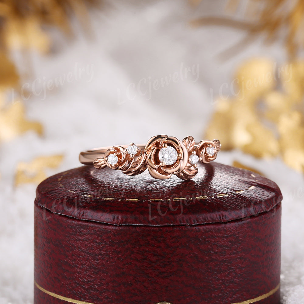Flower Inspired | Nature Inspired Rose Engagement Ring Handmake Leaf Wedding Ring