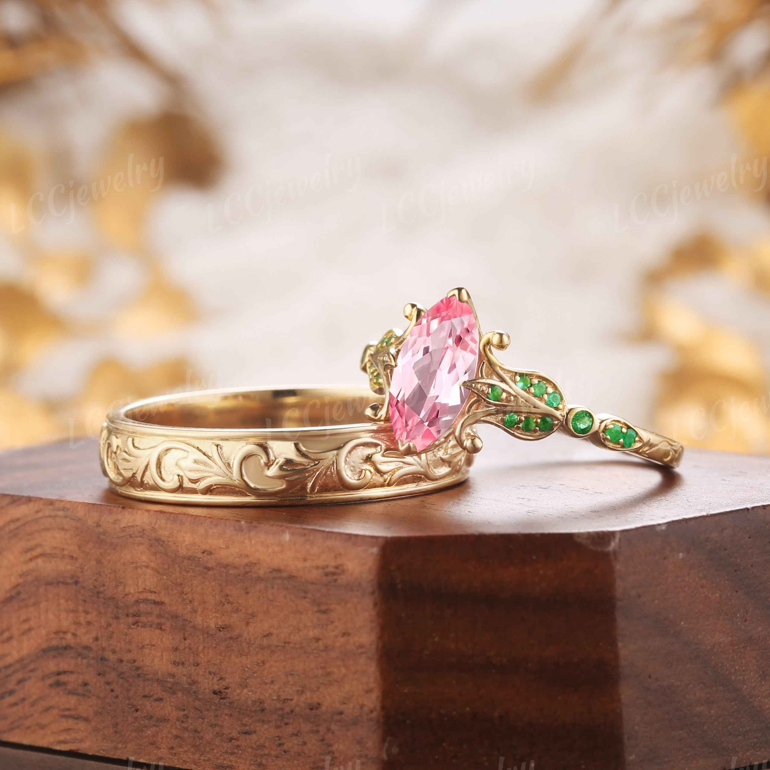 Floral Inspired | 2pcs Iris Design Papalacha Couple Rings