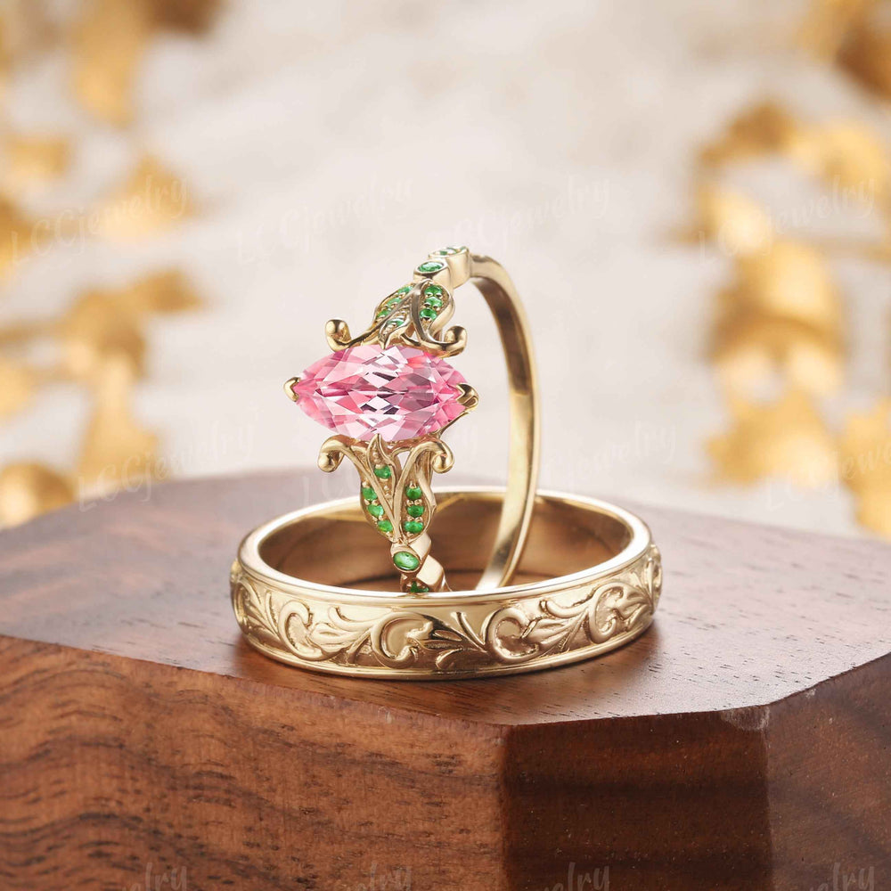 Floral Inspired | 2pcs Iris Design Papalacha Couple Rings