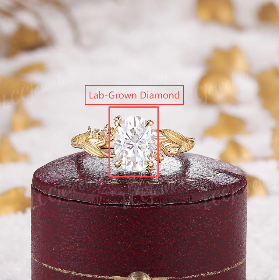 Custom Oval Cut Lab-Grown Diamond Nature Inspired Lily Engagement Ring For Max Lei