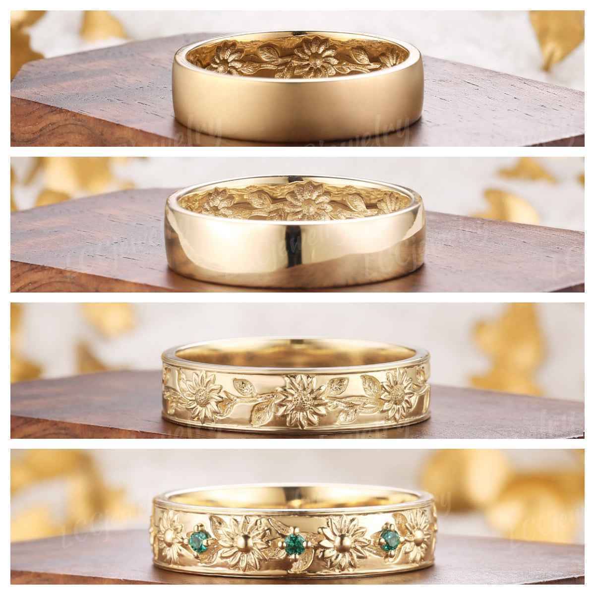 LCCjewelry | Sunflower Emerald Men's Wedding Band